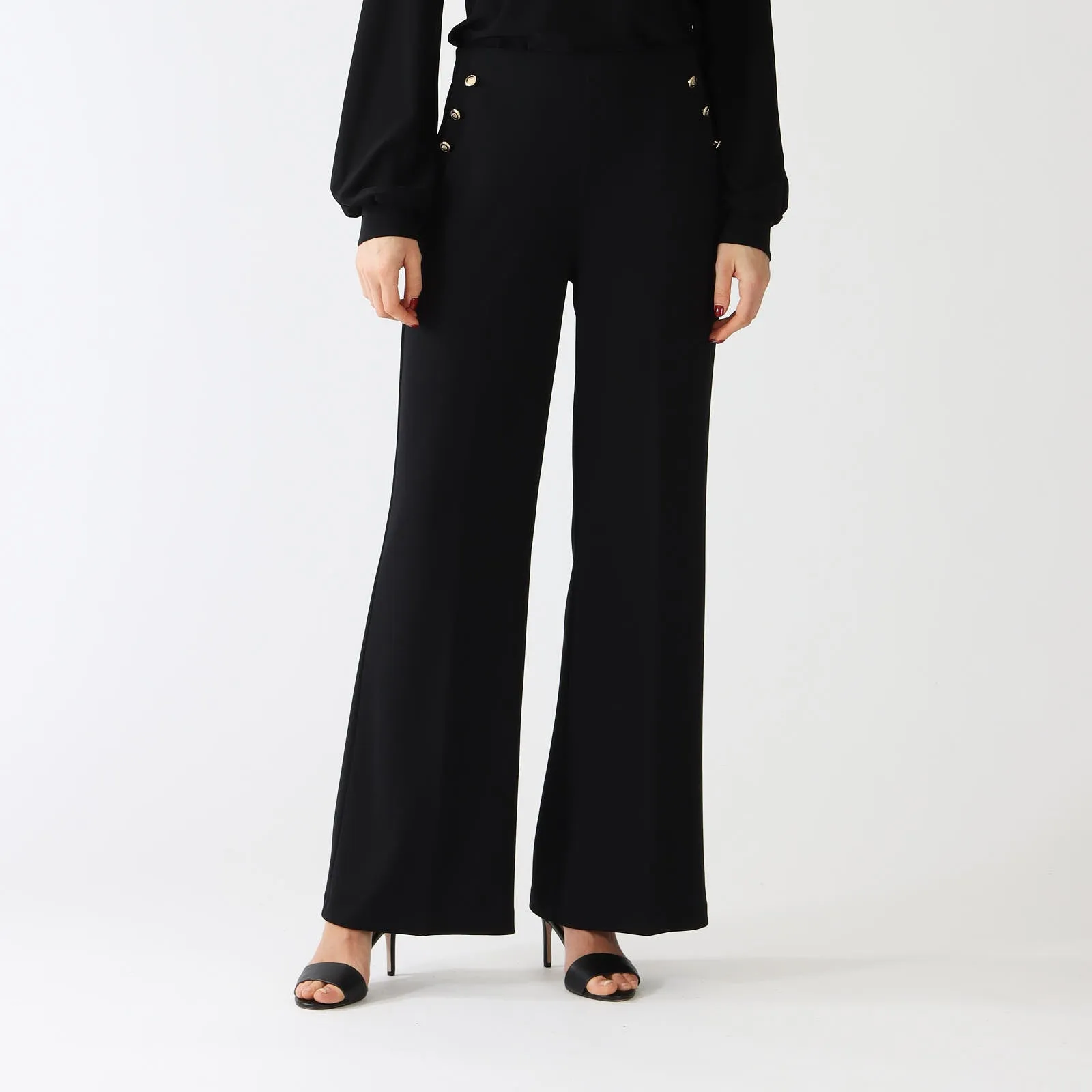 Black Button Flared Pants