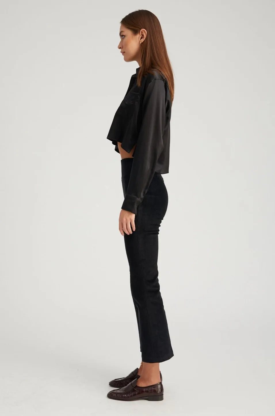 Black Corduroy Ankle Flare Pants