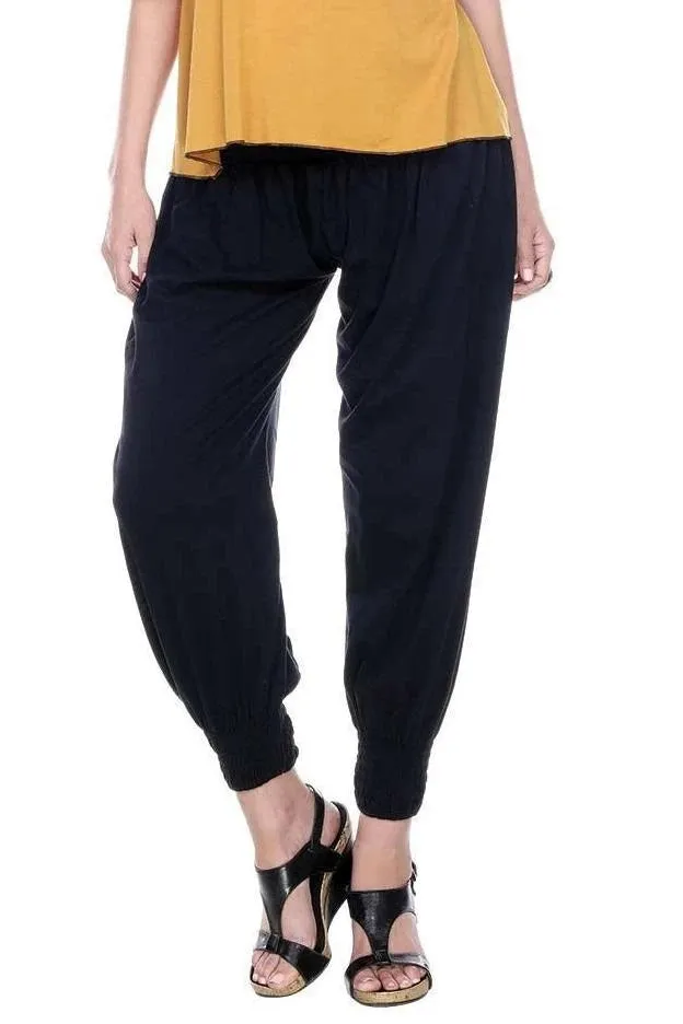 Black Cotton Harem Pants