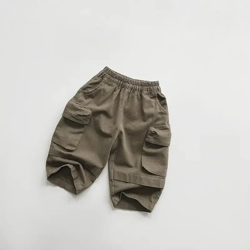 Boys Solid Pocket Cargo Pants