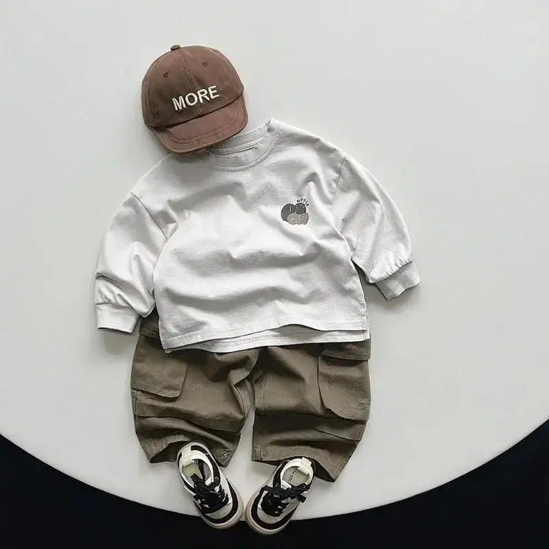 Boys Solid Pocket Cargo Pants