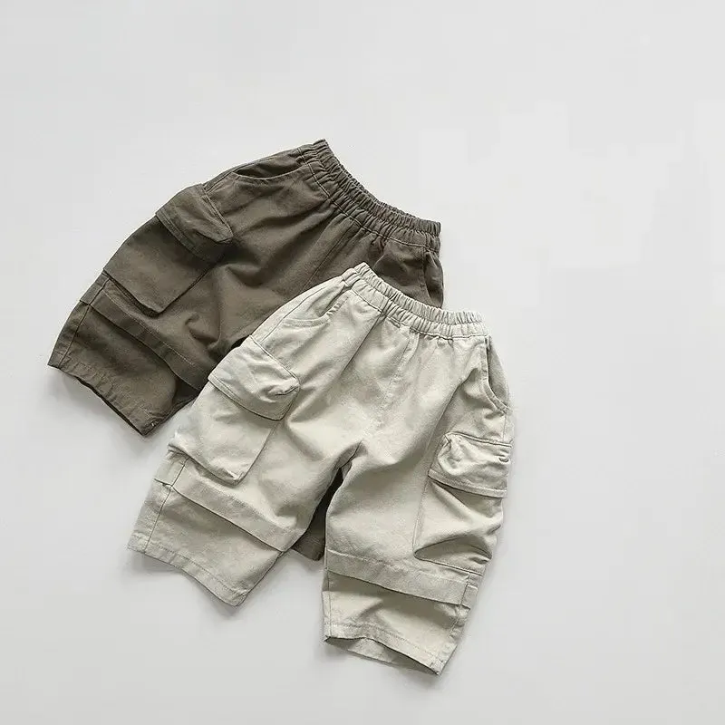 Boys Solid Pocket Cargo Pants