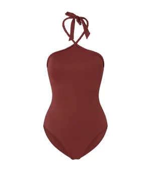 Braided Halterneck Swimsuit Maroon