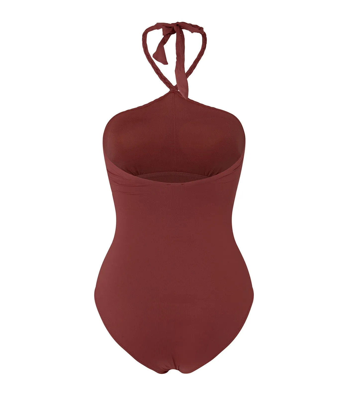 Braided Halterneck Swimsuit Maroon