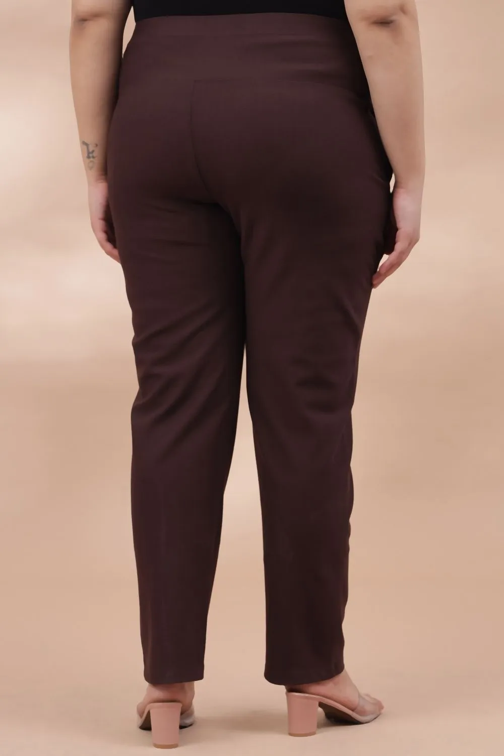 Choco Brown Crease Seam Tummy Tucker Pants