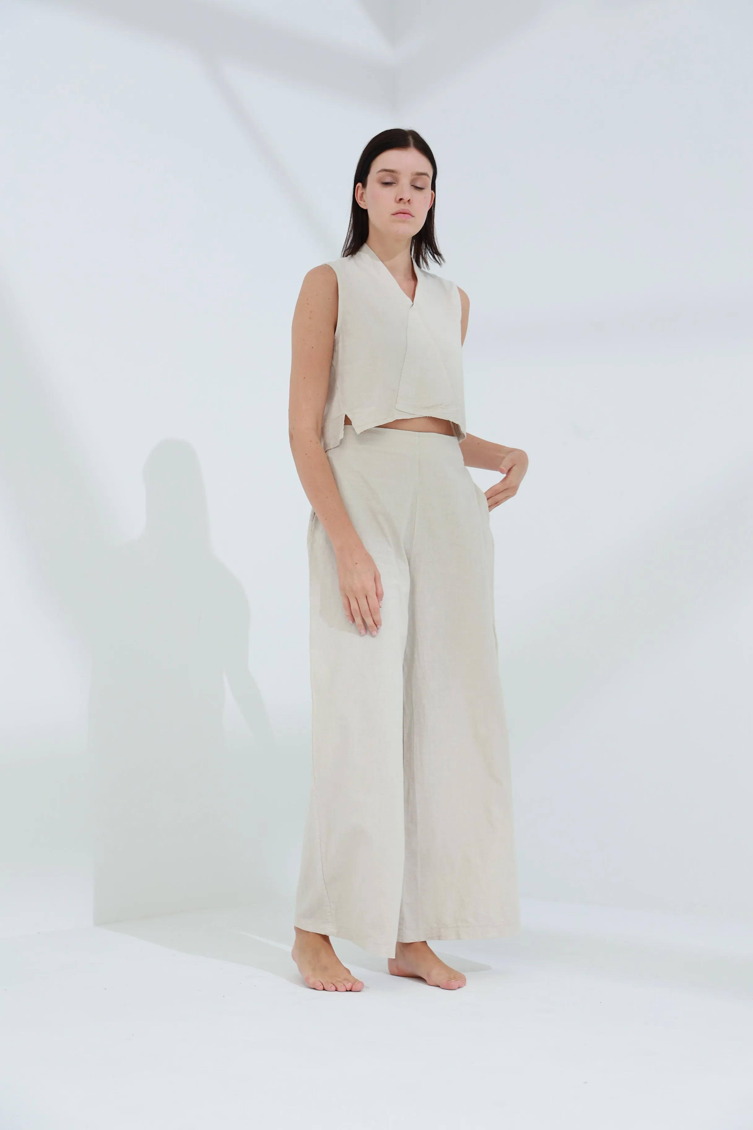 Colpo Linen Wide Leg Pants Sabbia