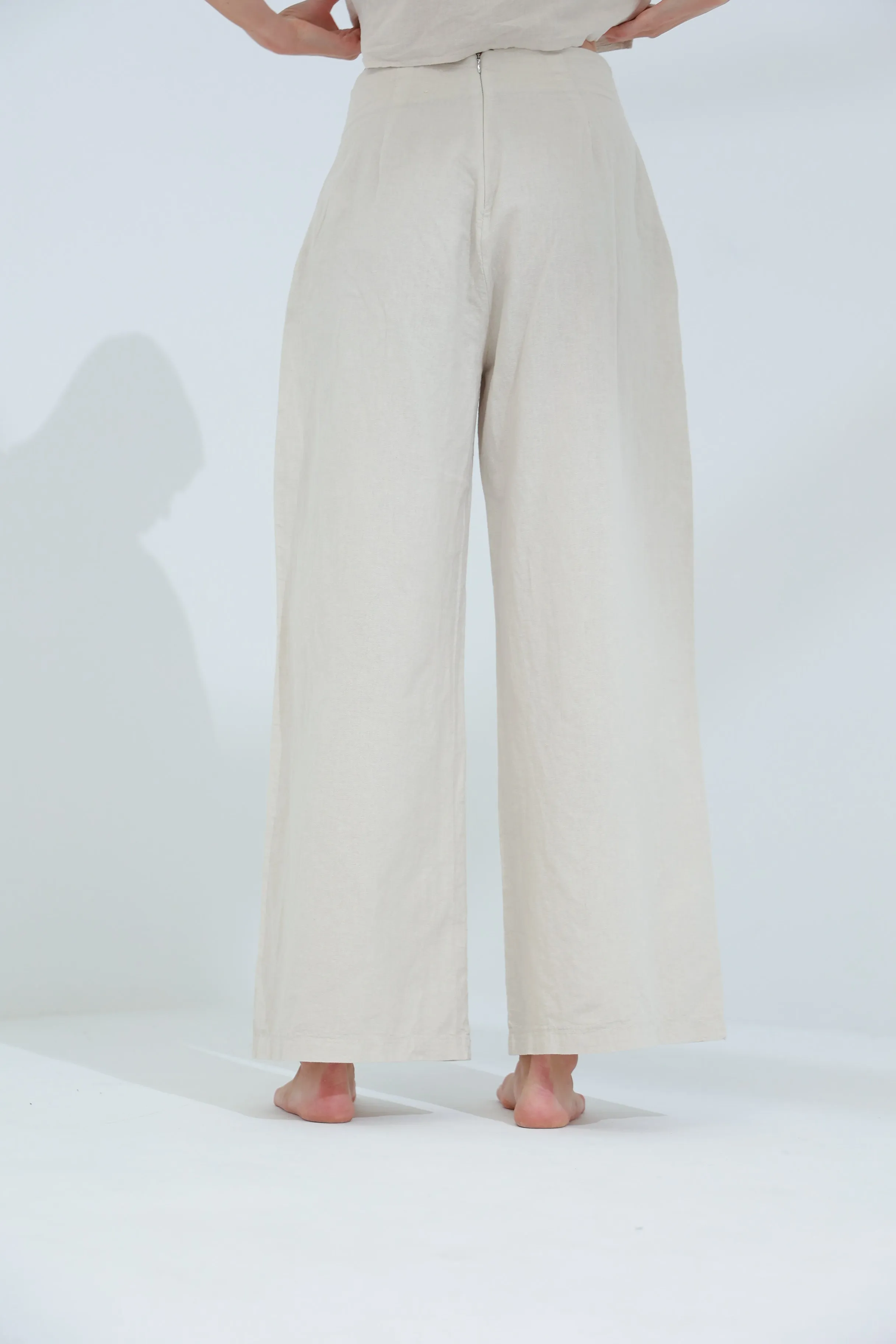 Colpo Linen Wide Leg Pants Sabbia