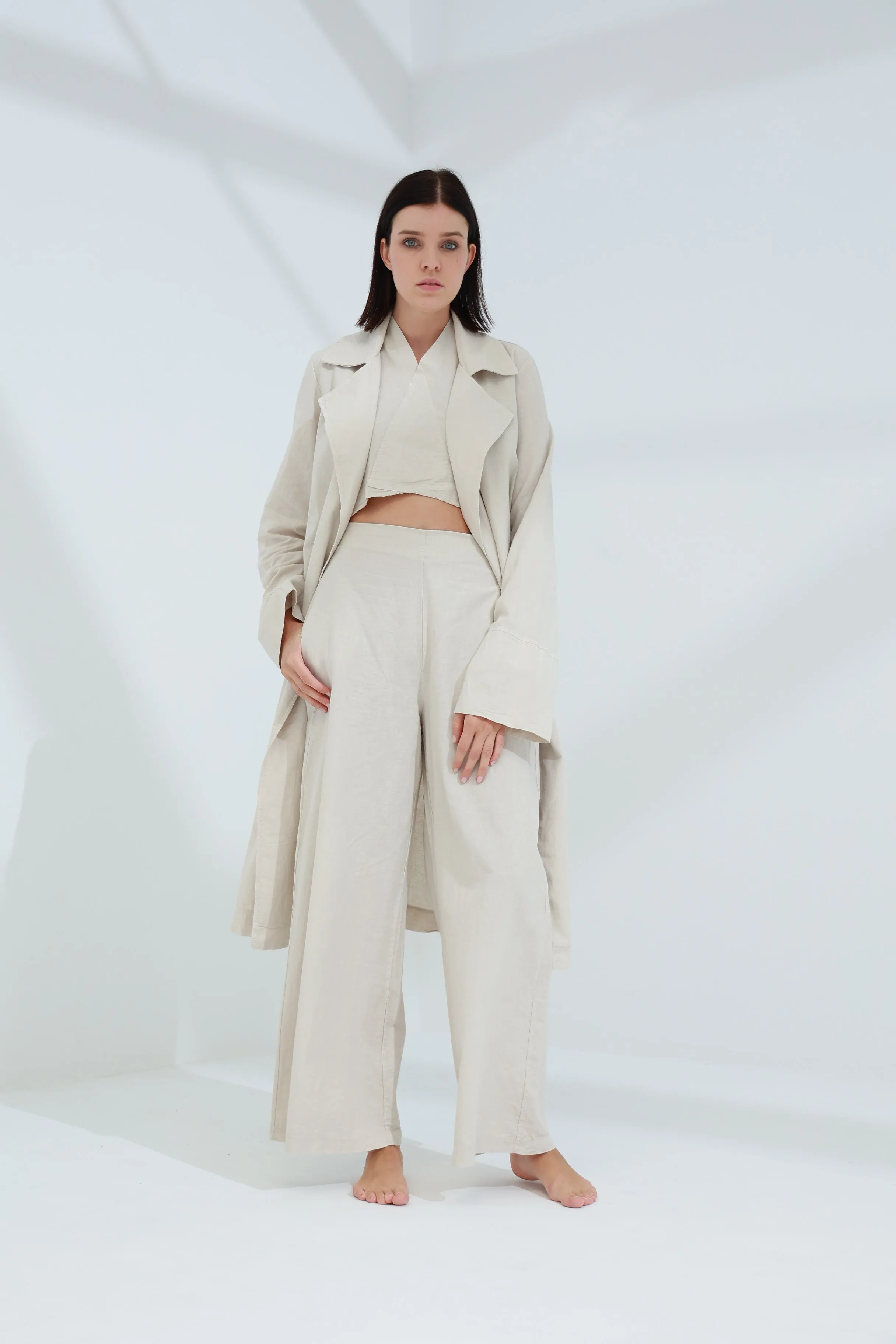 Colpo Linen Wide Leg Pants Sabbia