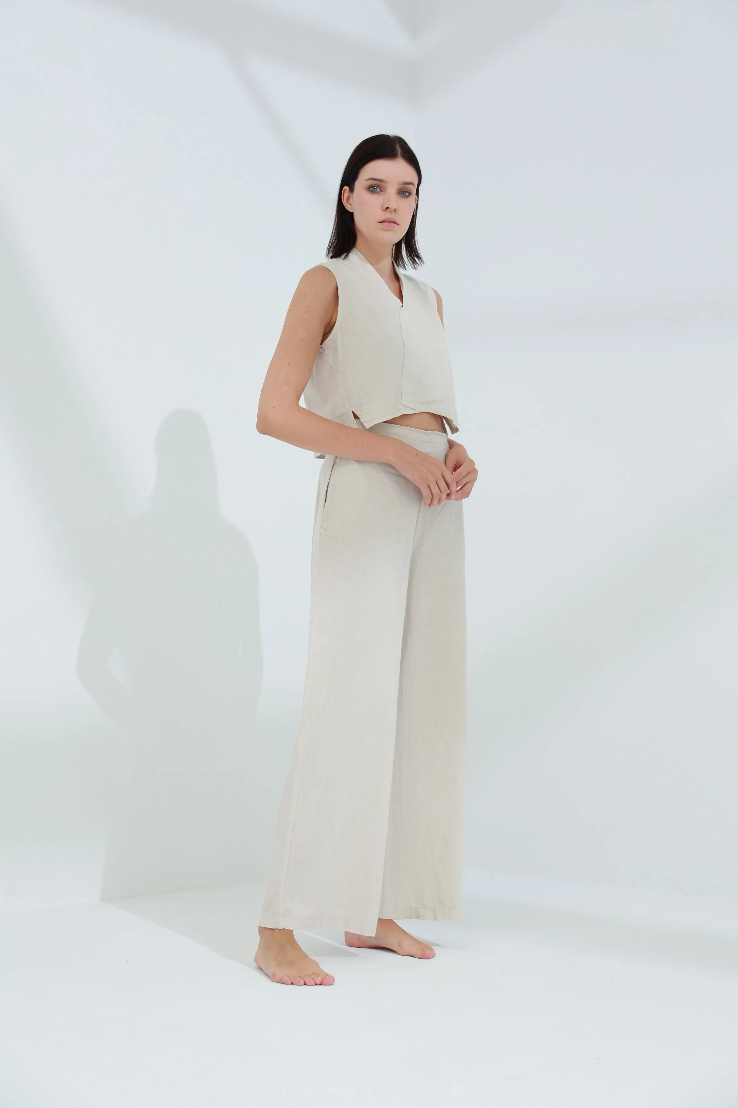 Colpo Linen Wide Leg Pants Sabbia