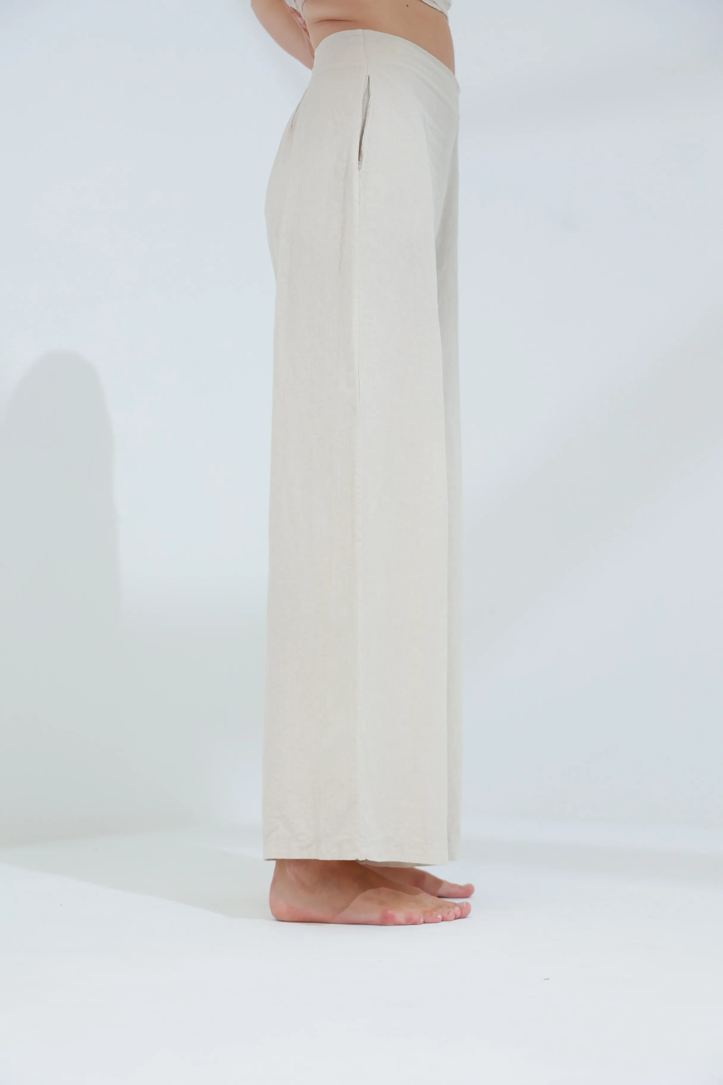 Colpo Linen Wide Leg Pants Sabbia