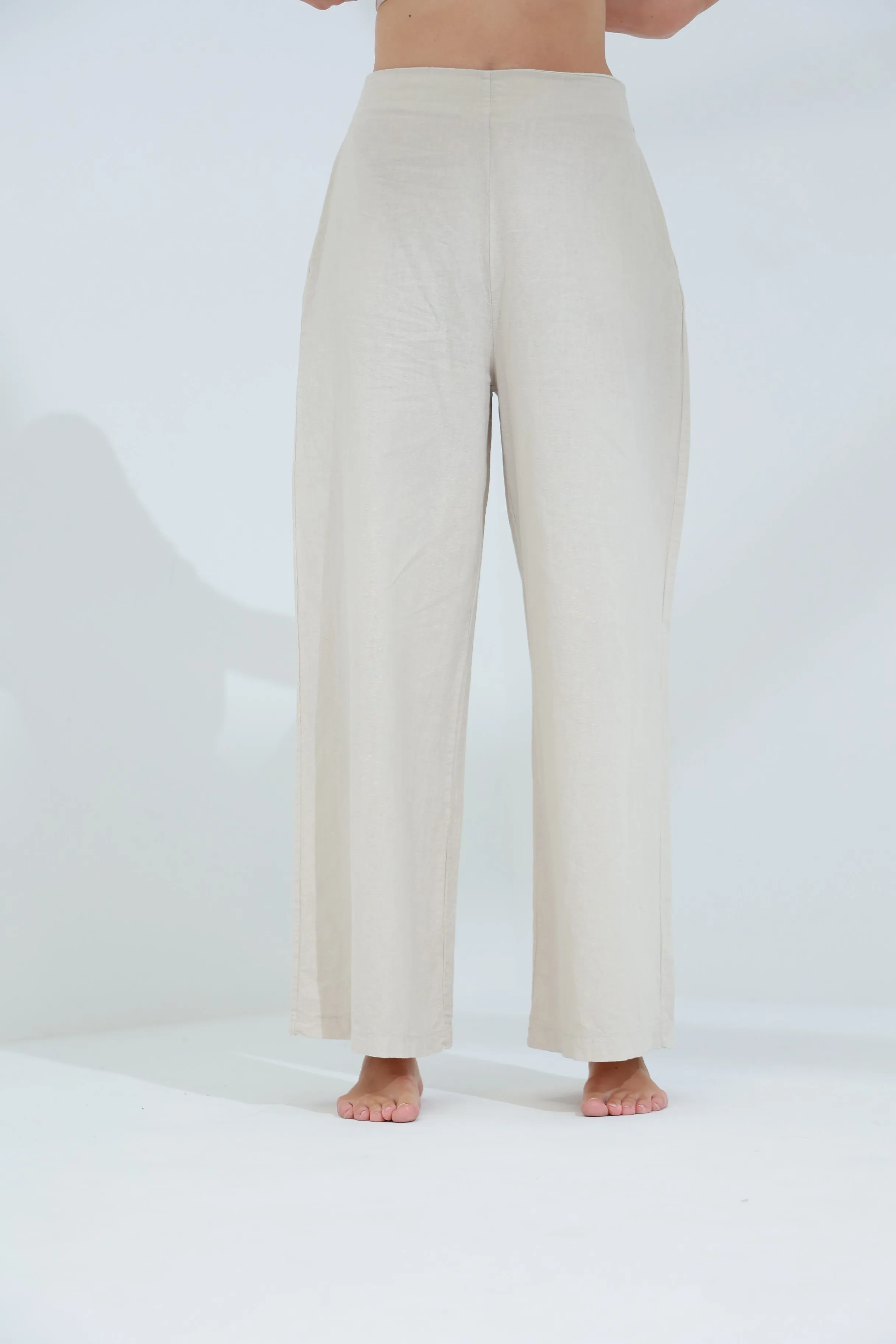 Colpo Linen Wide Leg Pants Sabbia