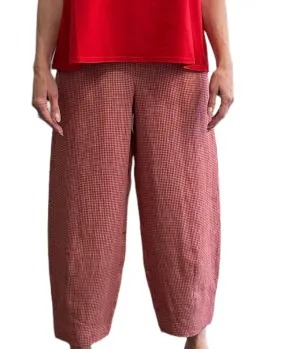 Comfortable Basic Linen Pants Red & Cream