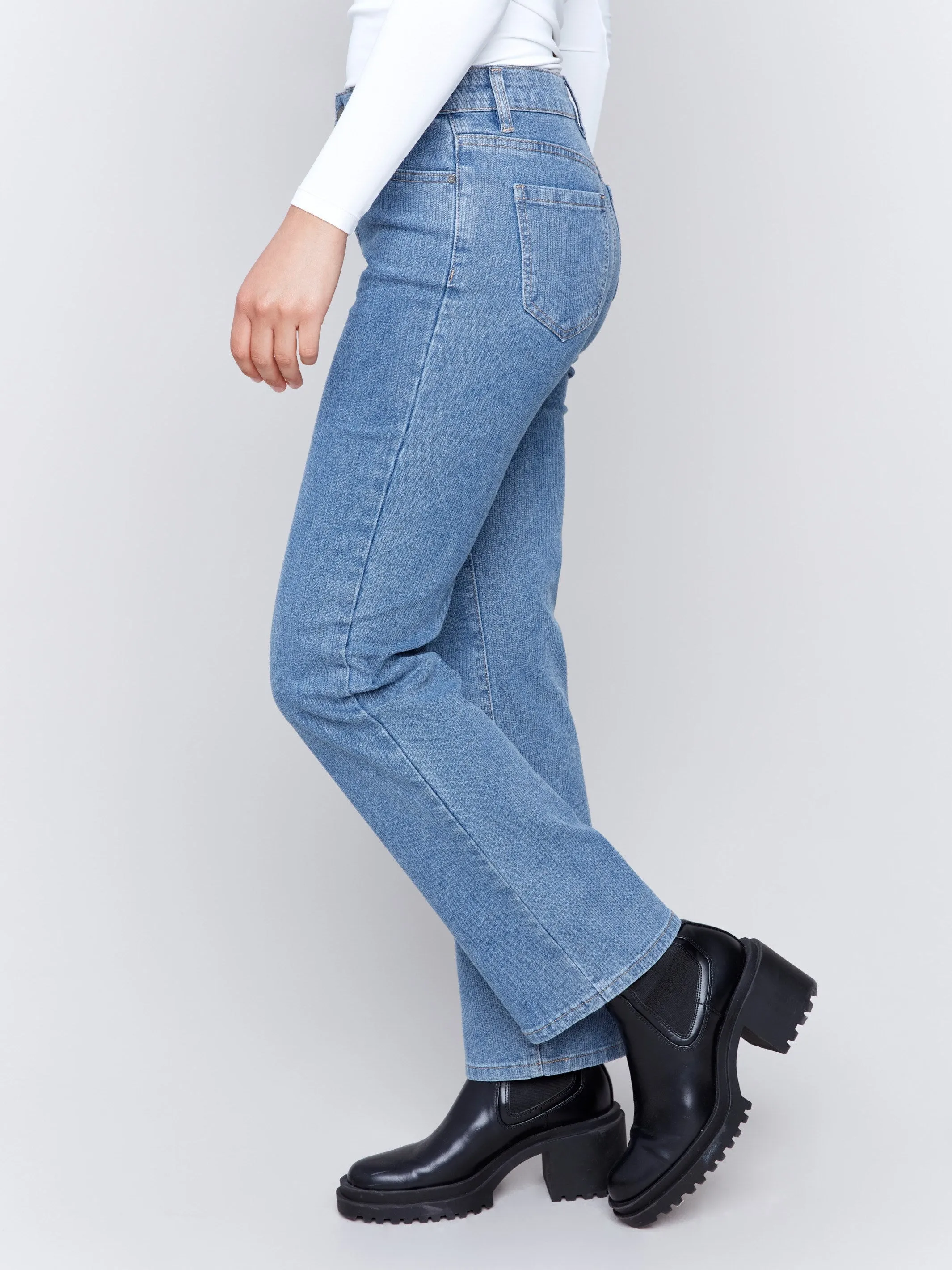 Corduroy Straight Leg Pants - Denim