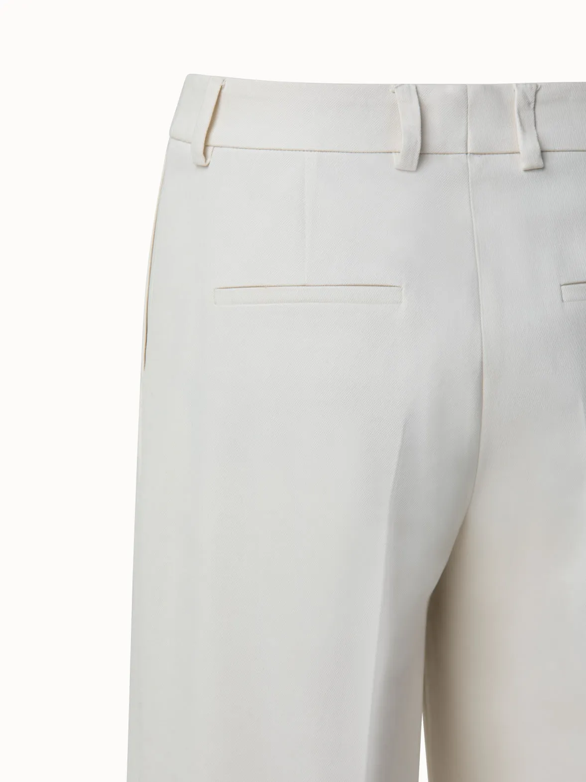 Cropped Cotton Silk Double Face Wide Leg Pants