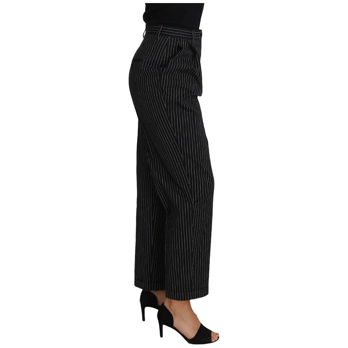 Dolce & Gabbana Elegant Black Pinstripe Dress Pants