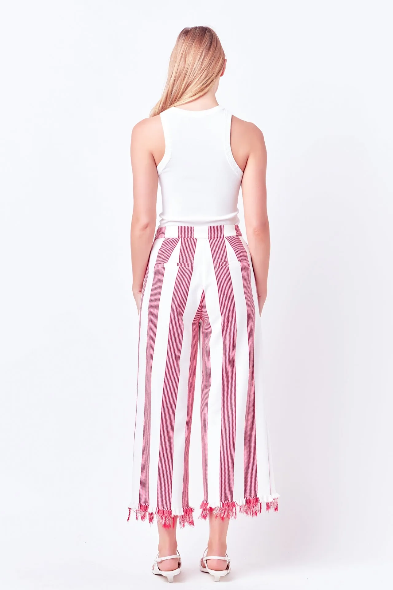 English Factory - Stripe Fringe hem Pants