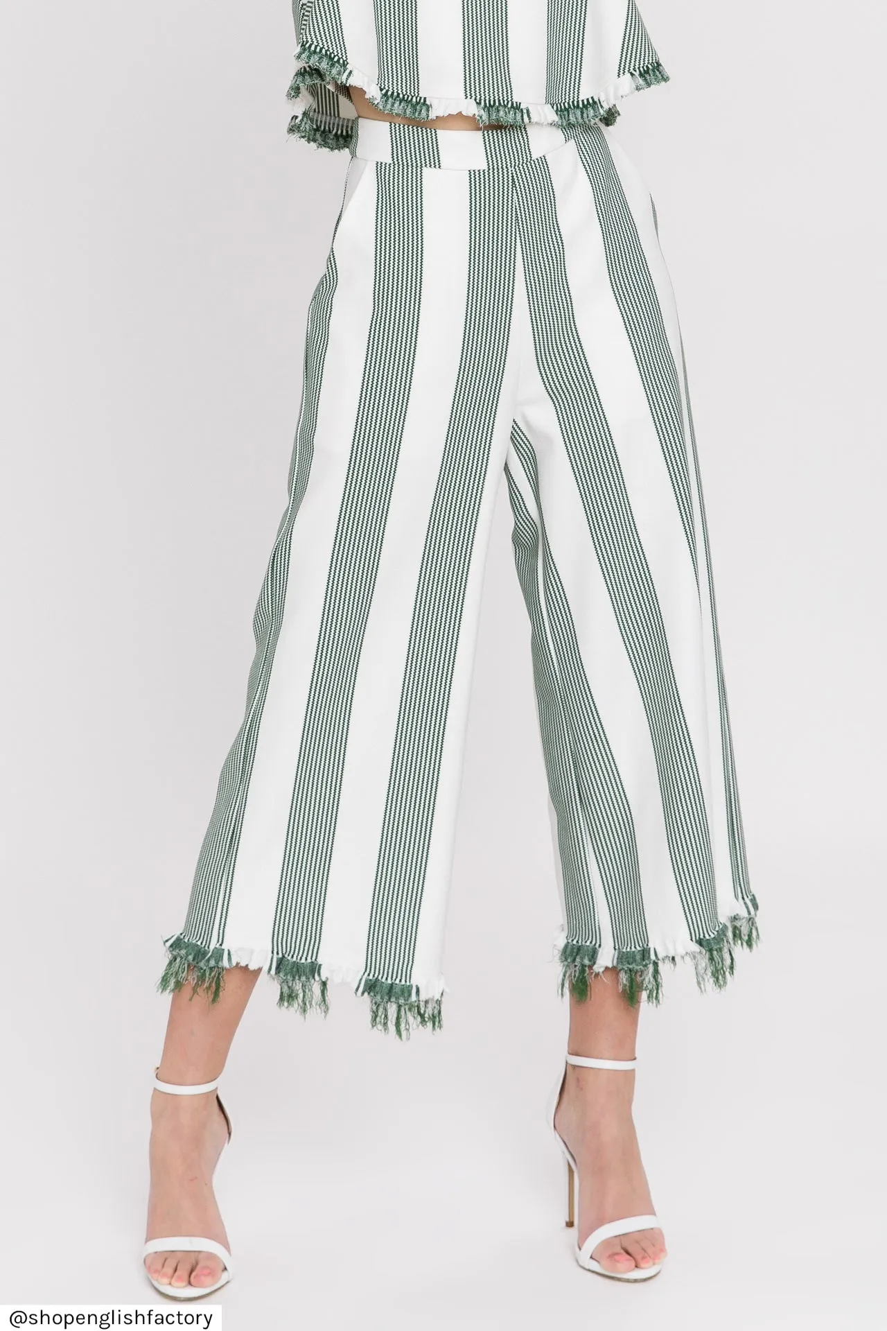 English Factory - Stripe Fringe hem Pants