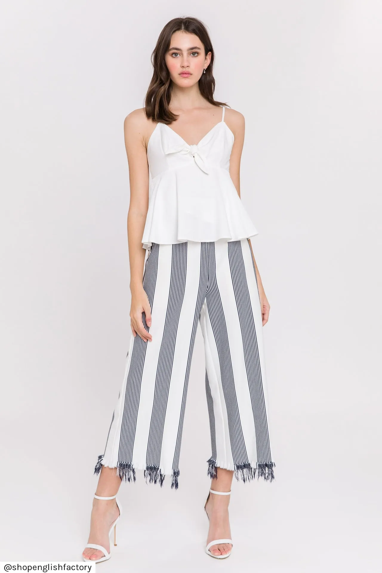 English Factory - Stripe Fringe hem Pants