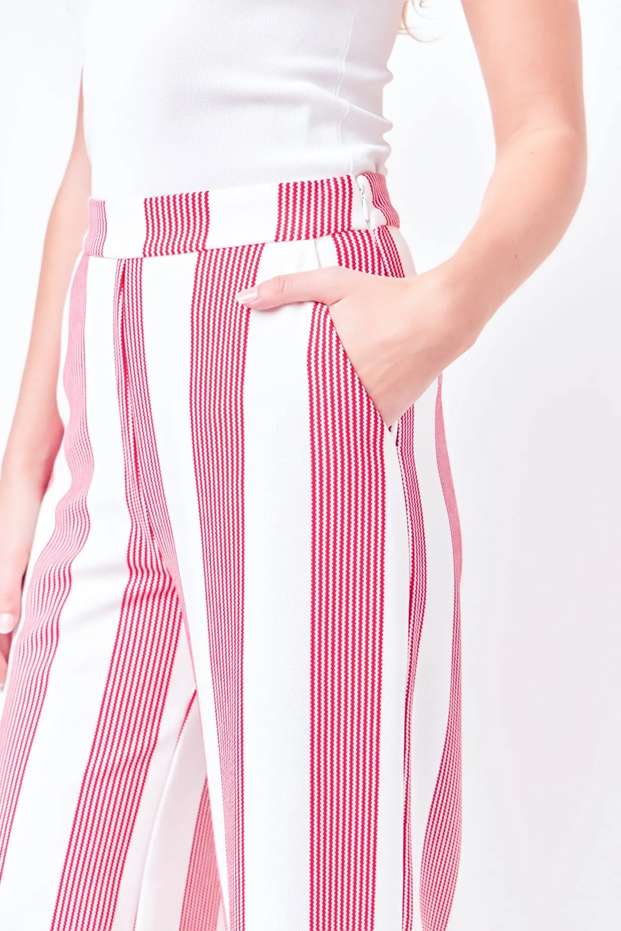 English Factory - Stripe Fringe hem Pants