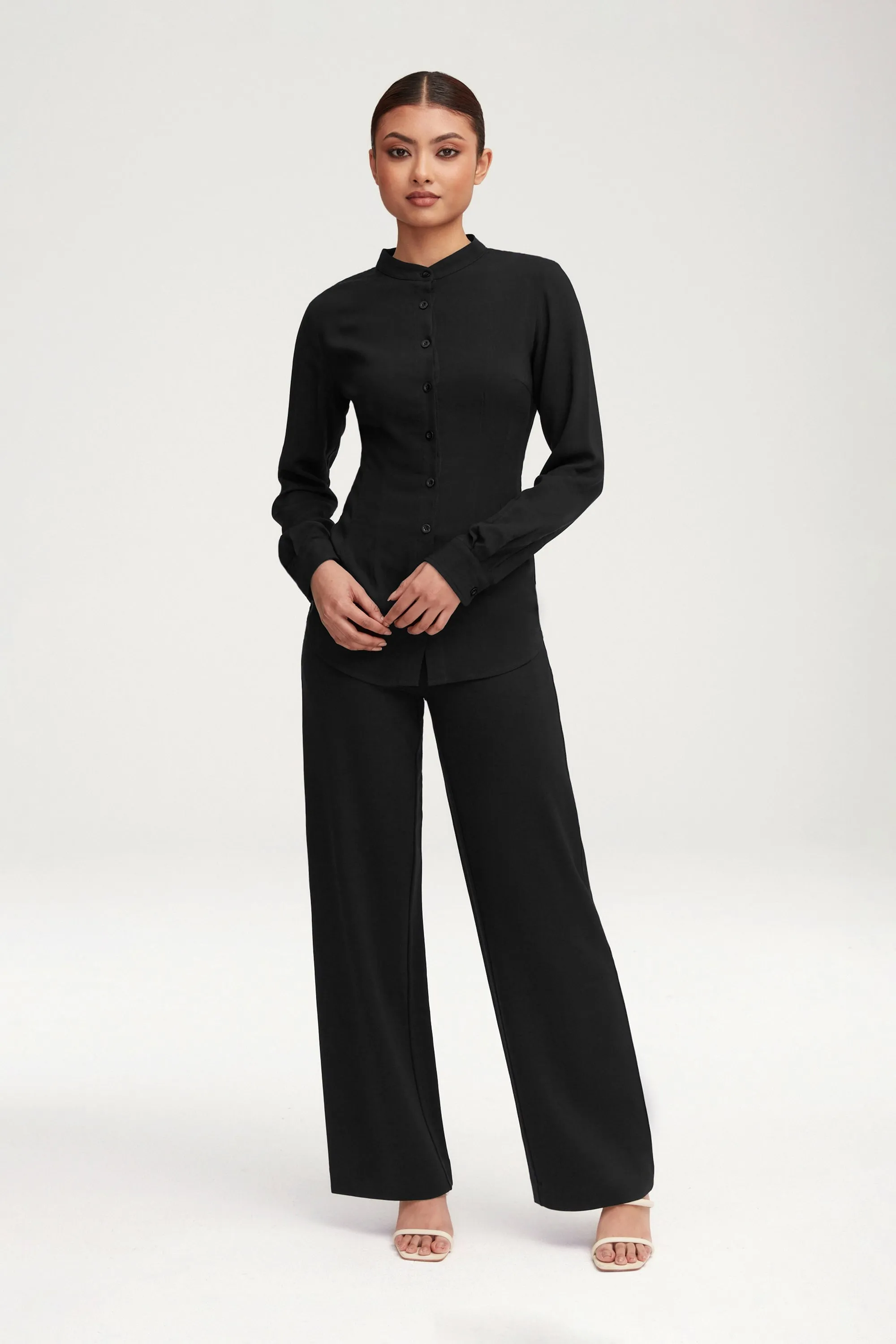 Essential Jersey Wide Leg Pants - Black