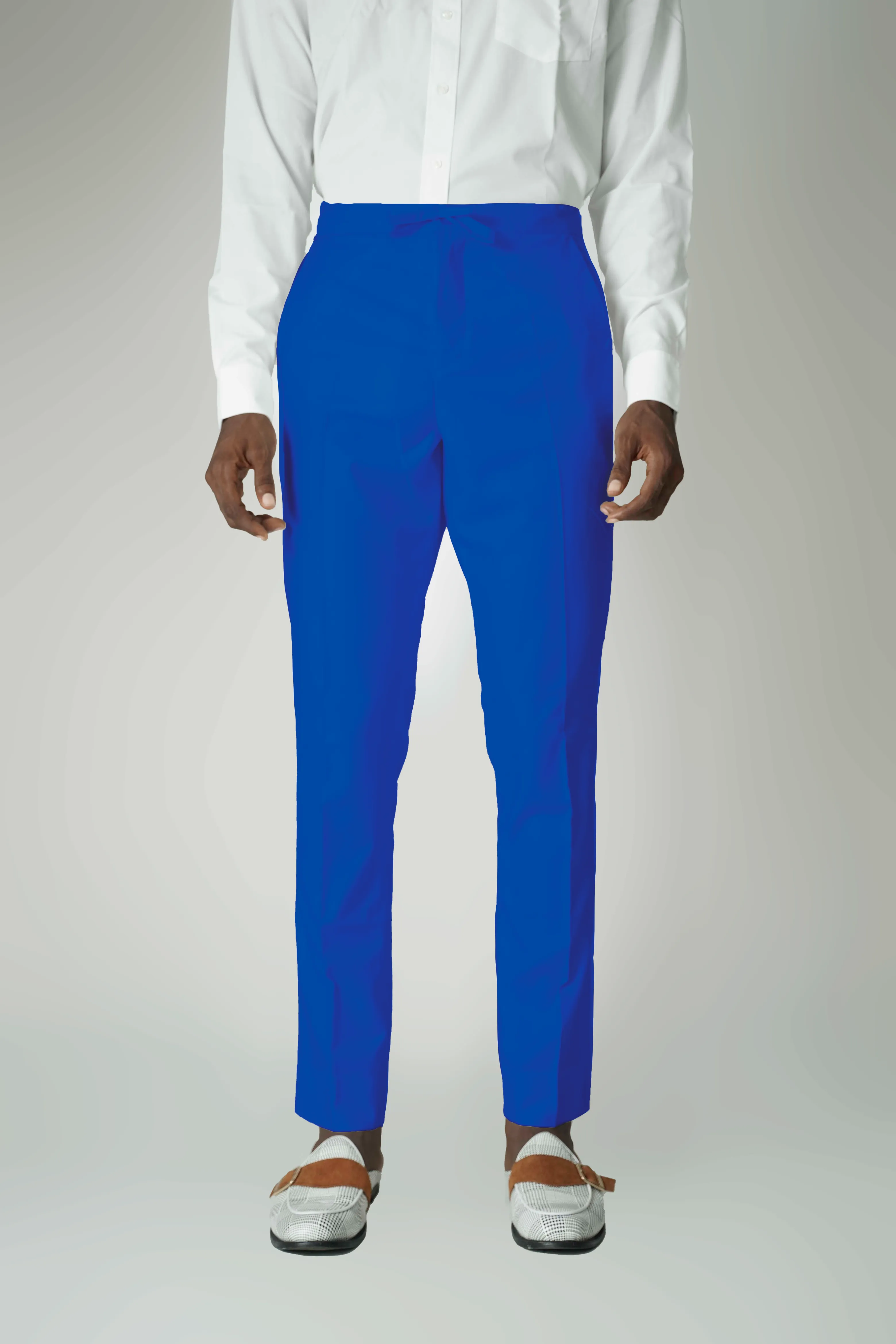 Extended Length Long Sleeve Wool Pants in Royal Blue