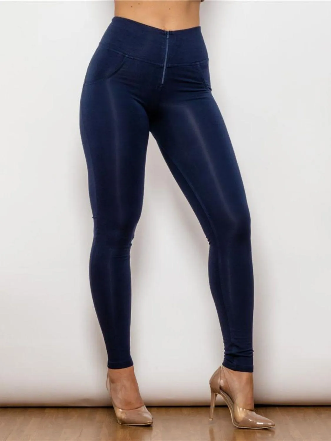 Full Size Zip Detail High Waist Leggings