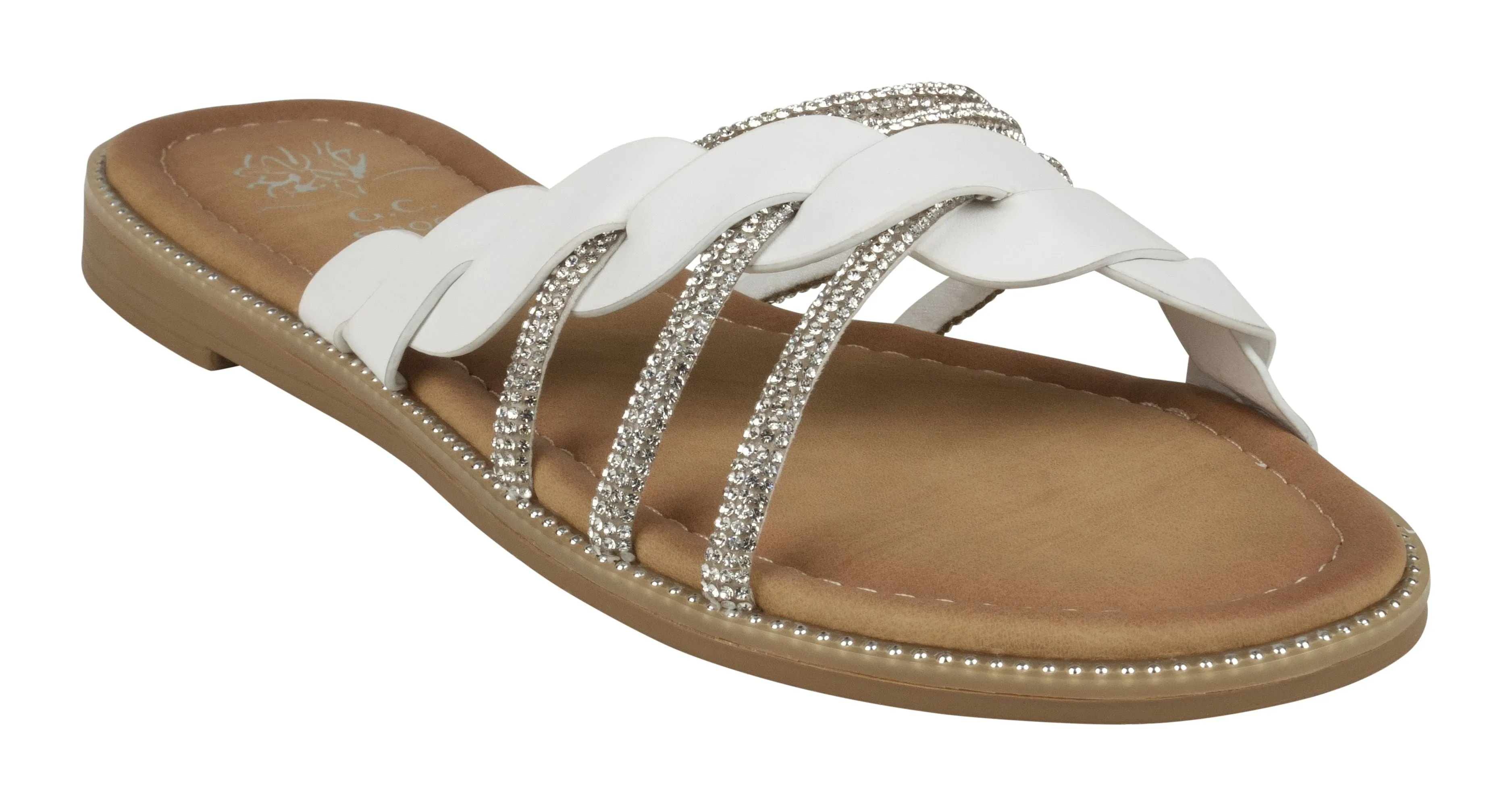 G.C. Shoes Women's Rhinestone Flat Sandal