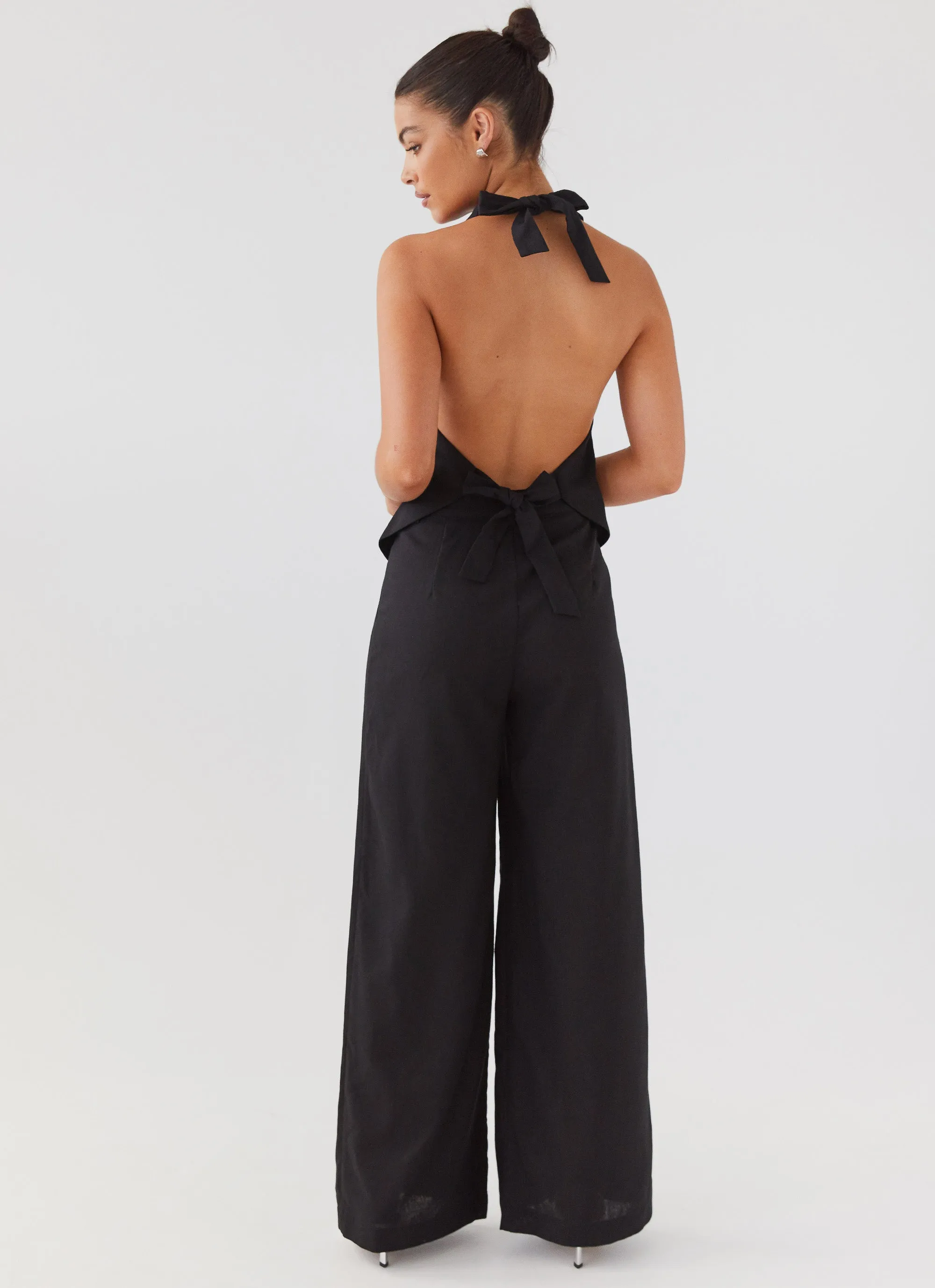 Heatwave Linen Wide Leg Pants - Black