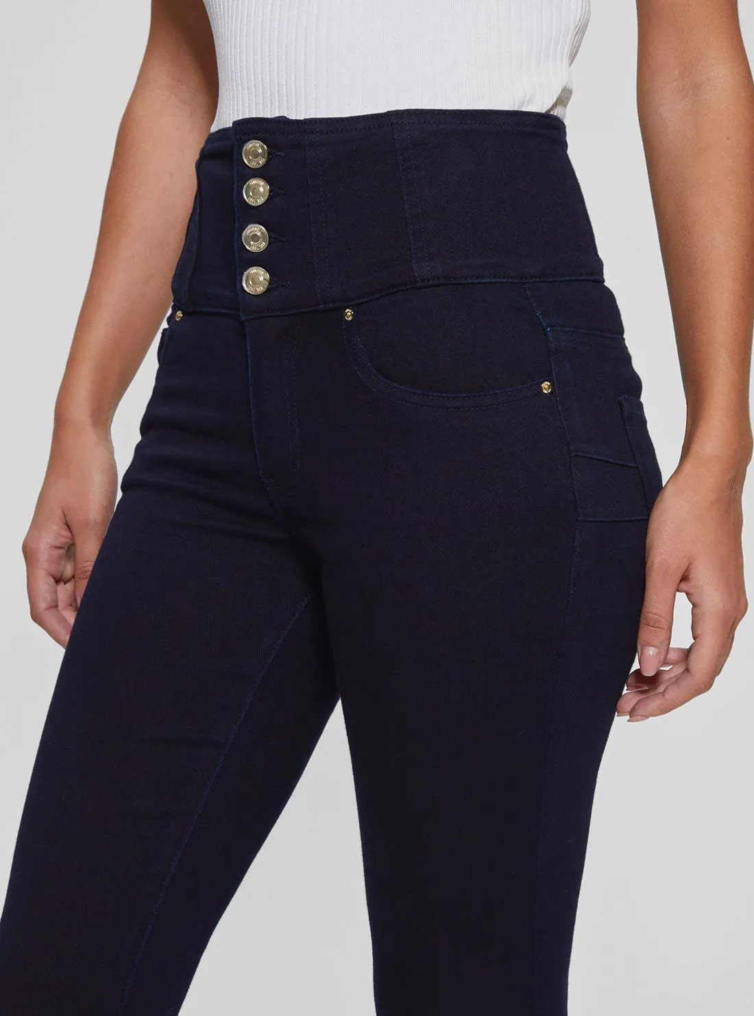 High-Rise Corset Shape Up Skinny Denim Jeans In Rinse Wash