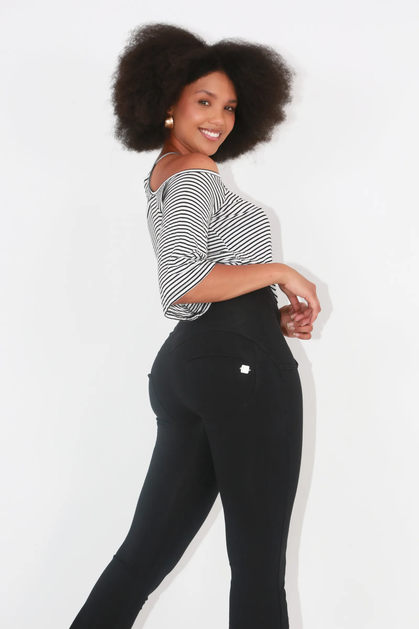 High waist Bootleg Butt lifting Flare Shaping pants - Black