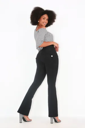 High waist Bootleg Butt lifting Flare Shaping pants - Black