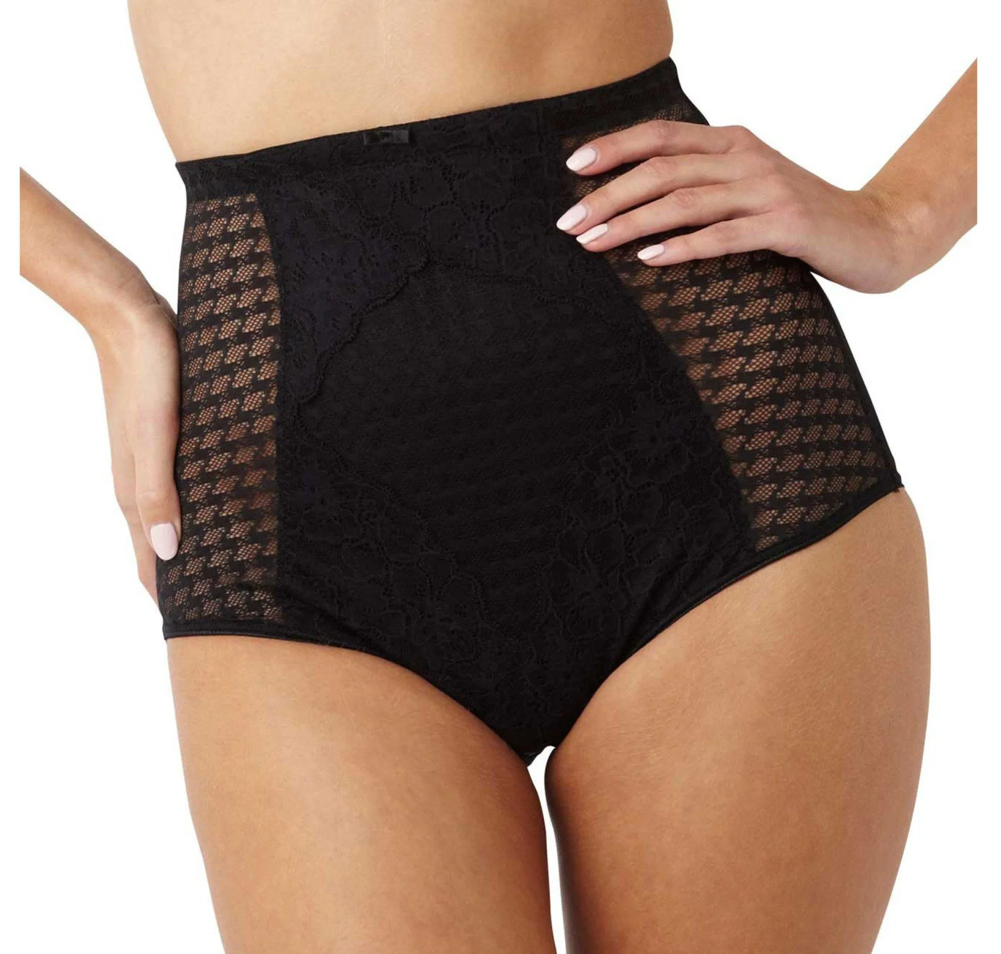 Houndstooth high waist control brief [Black]