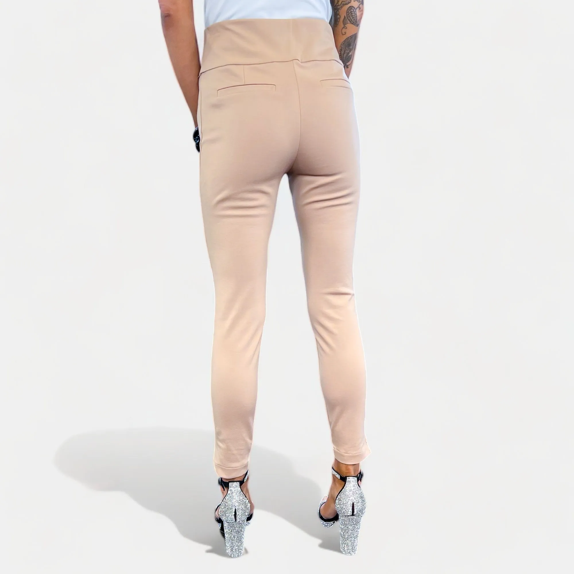 Khaki High Waisted Skinny Crop Pants [NO RETURNS]