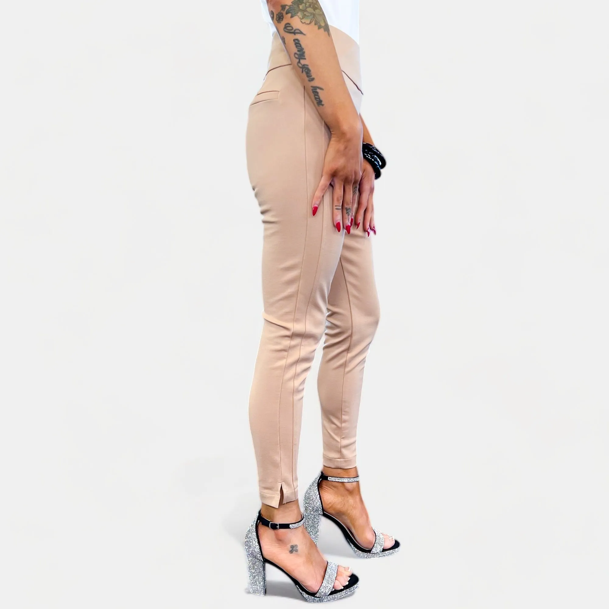 Khaki High Waisted Skinny Crop Pants [NO RETURNS]