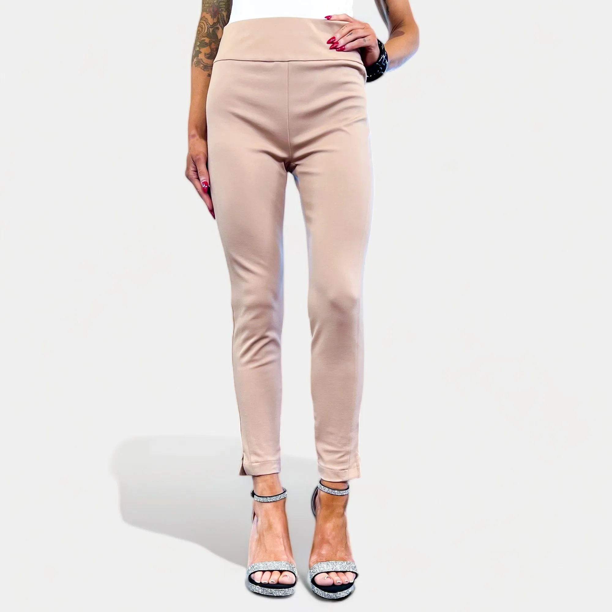 Khaki High Waisted Skinny Crop Pants [NO RETURNS]