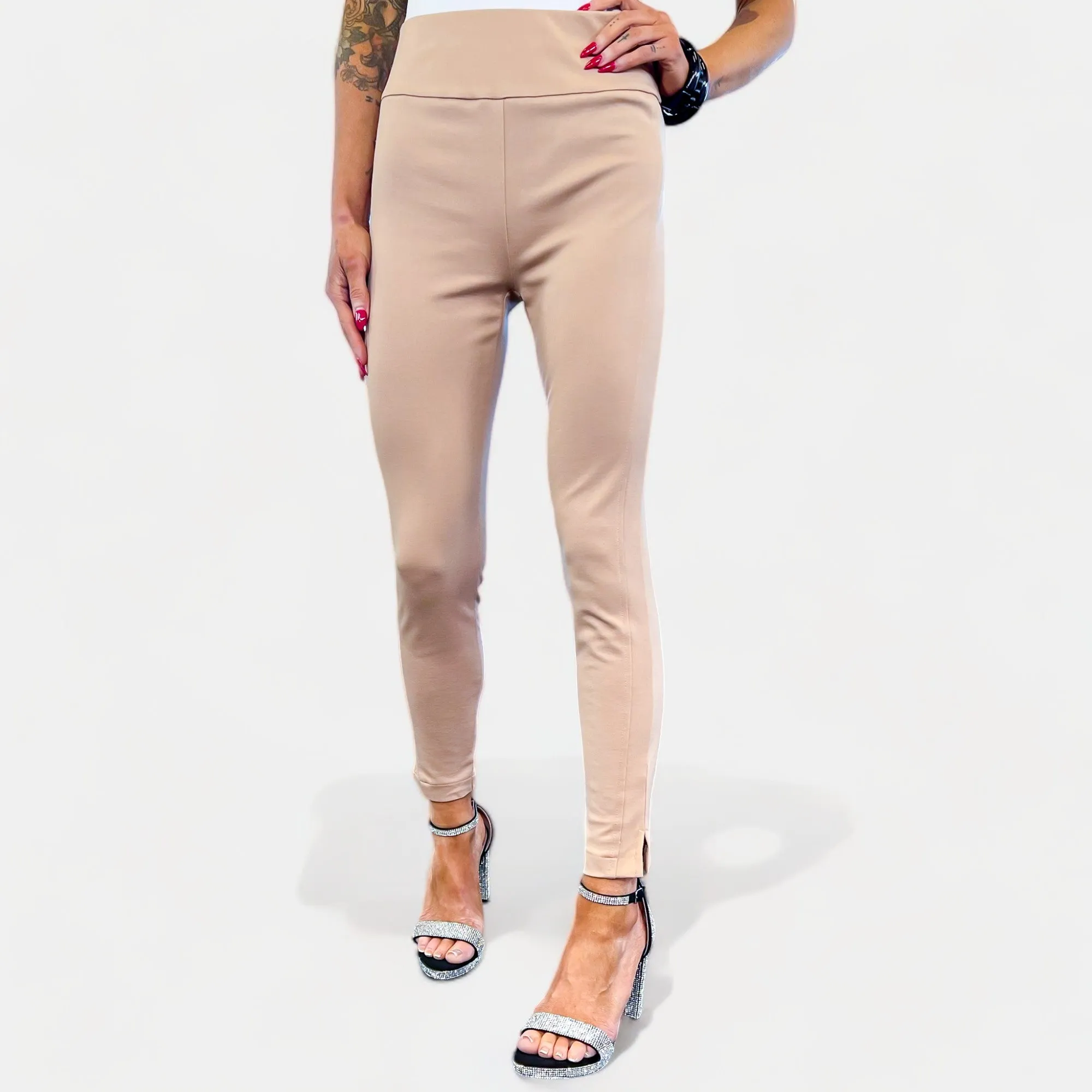 Khaki High Waisted Skinny Crop Pants [NO RETURNS]