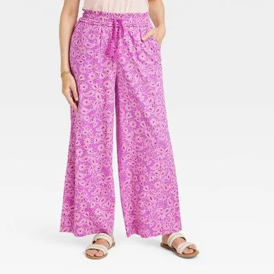 Knox Rose Women's Regular Relaxed Fit Full Wide Leg Pants Lightweight