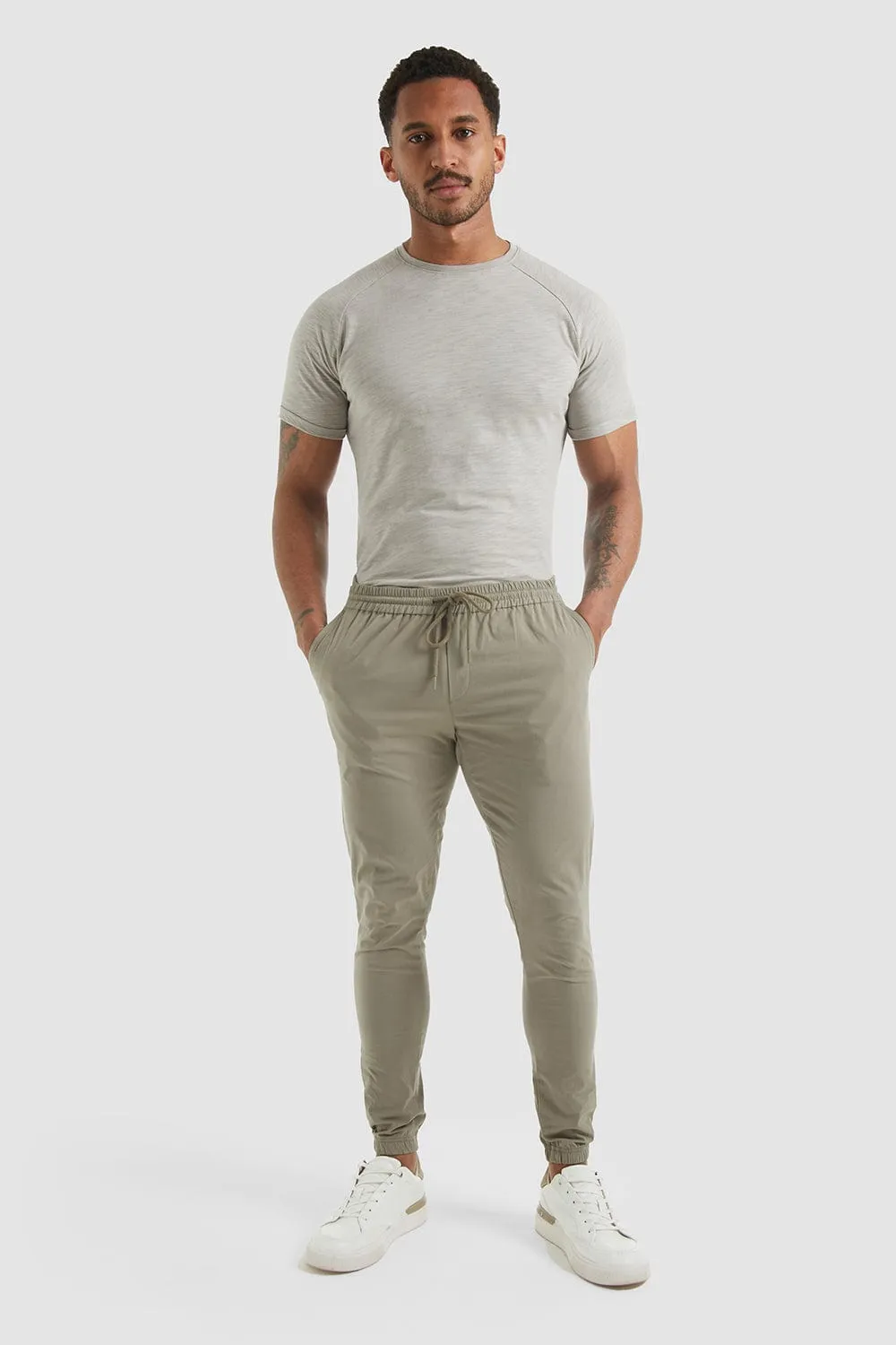 Lightweight Cuffed Trousers In Dusty Olive