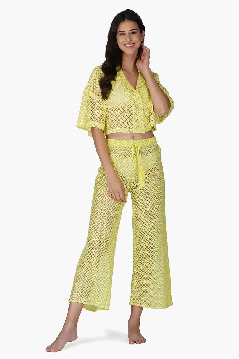 Lime Crochet Cover Up Pants