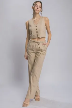 LOVE TREE Drawstring Wide Leg Pants with Pockets