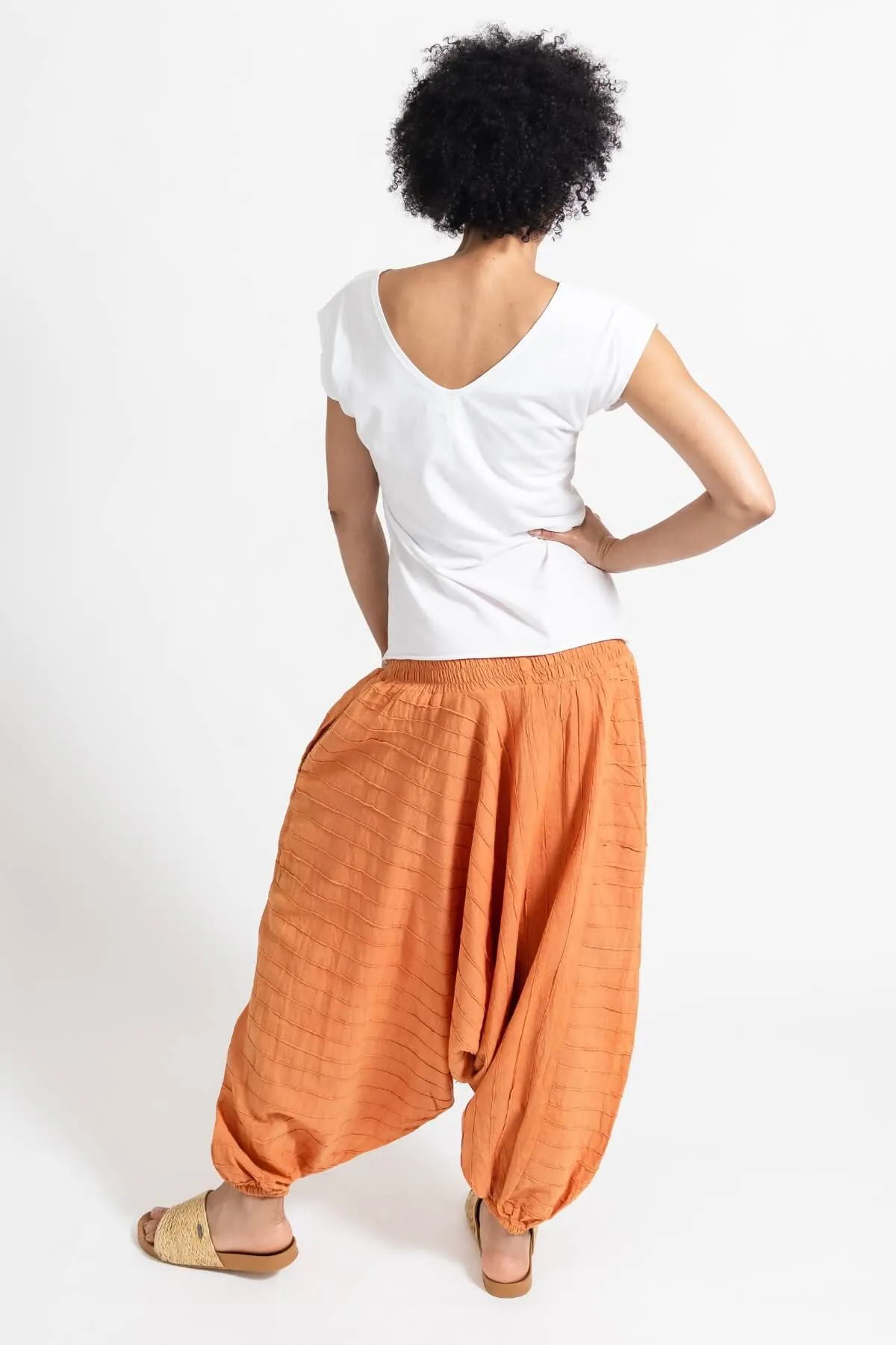 Low Crotch Pants Pintuck - Orange