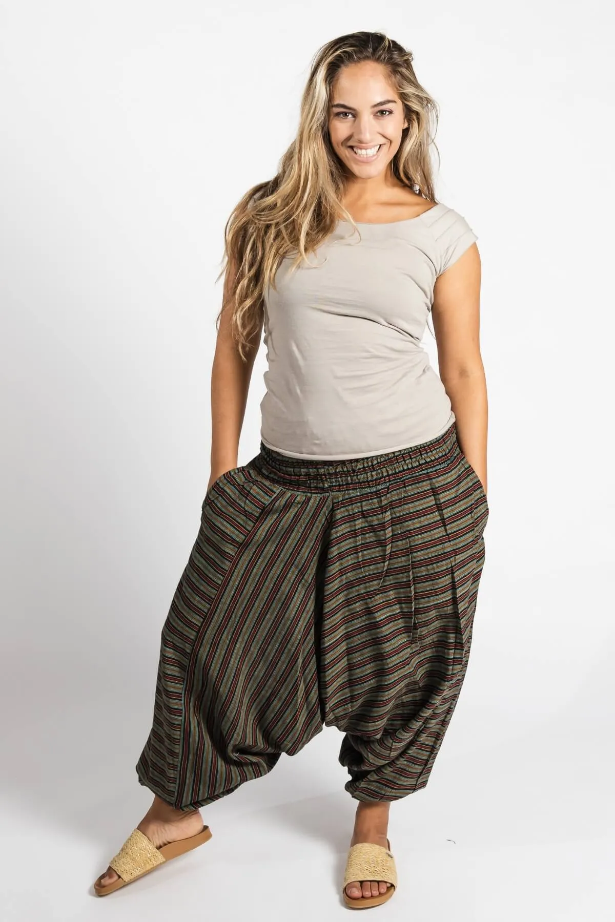 Low Crotch Pants - Striped