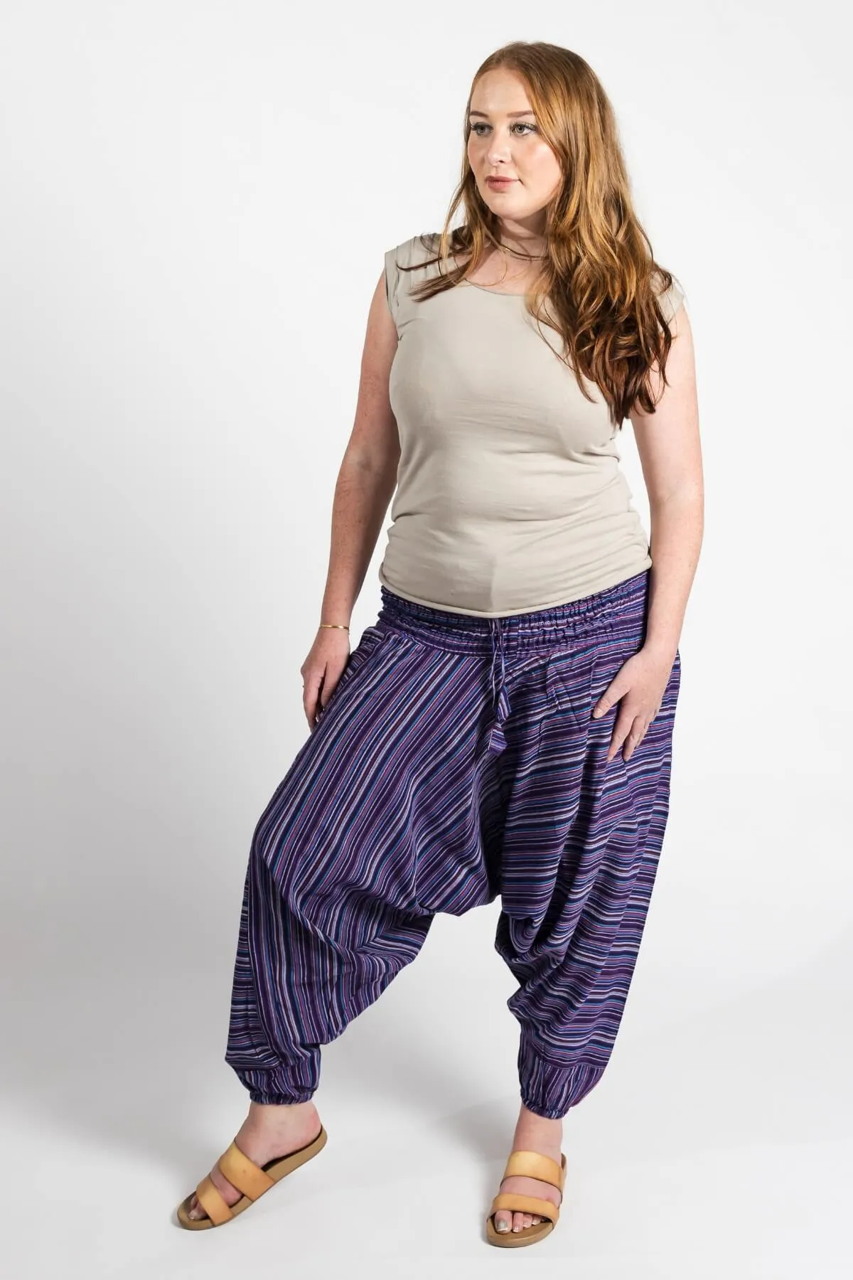 Low Crotch Pants - Striped