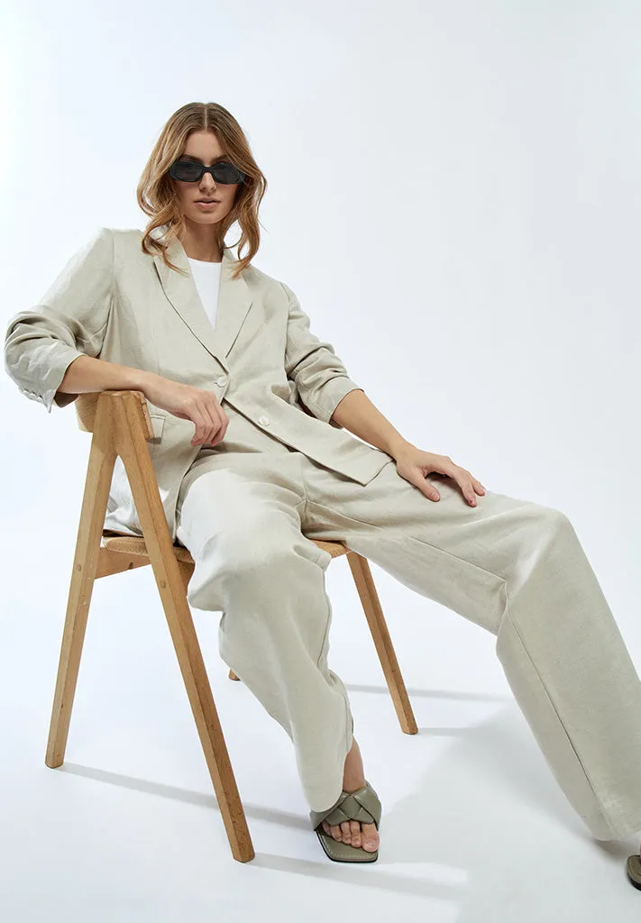 MSAuguste HW Linen Pants - Nomad Sand Melange