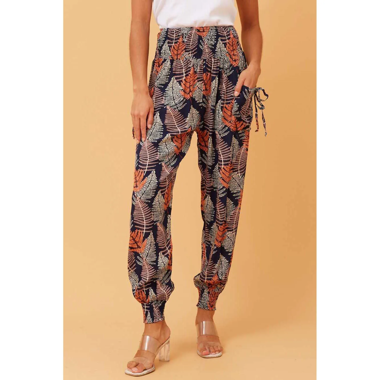 Printed Harem Pants - Multi Black