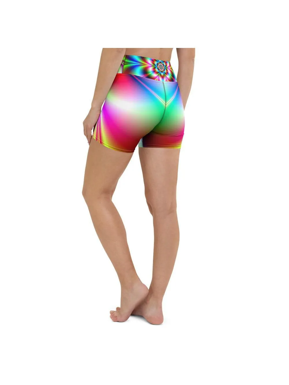 Psychedelic Neon Yoga Shorts