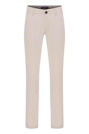 Regular Fit Side Pocket Low Waist Beige Cotton Casual Pants