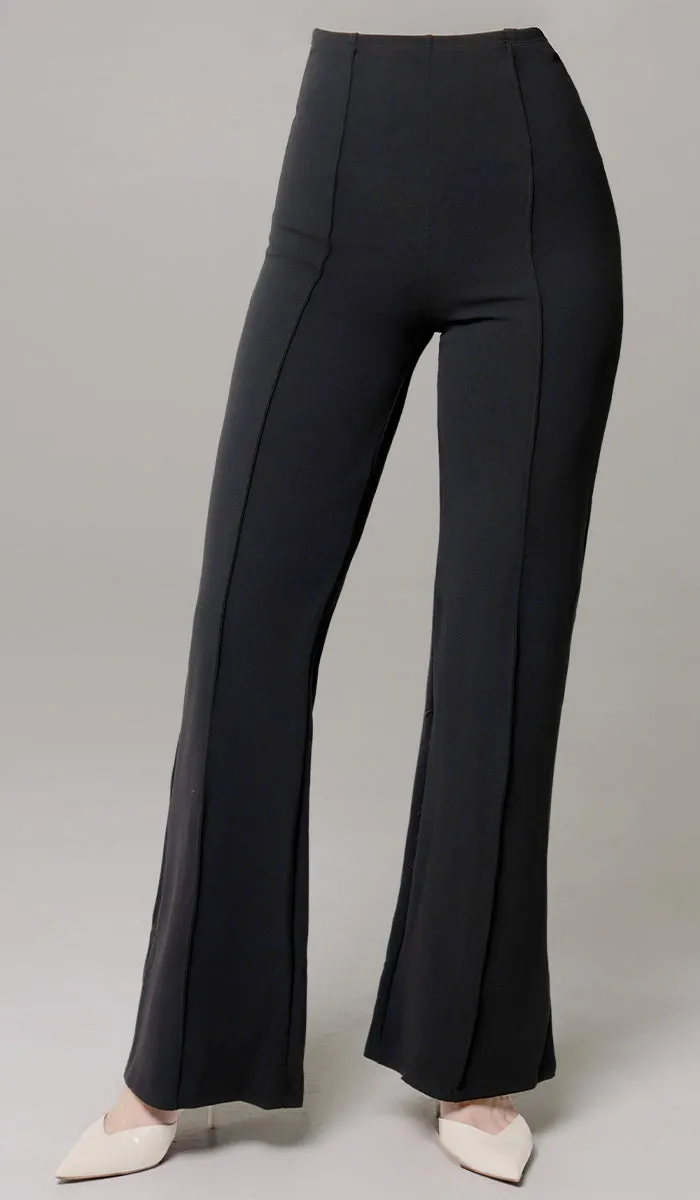 Riva Tailored Stretch Flared Pants - Black