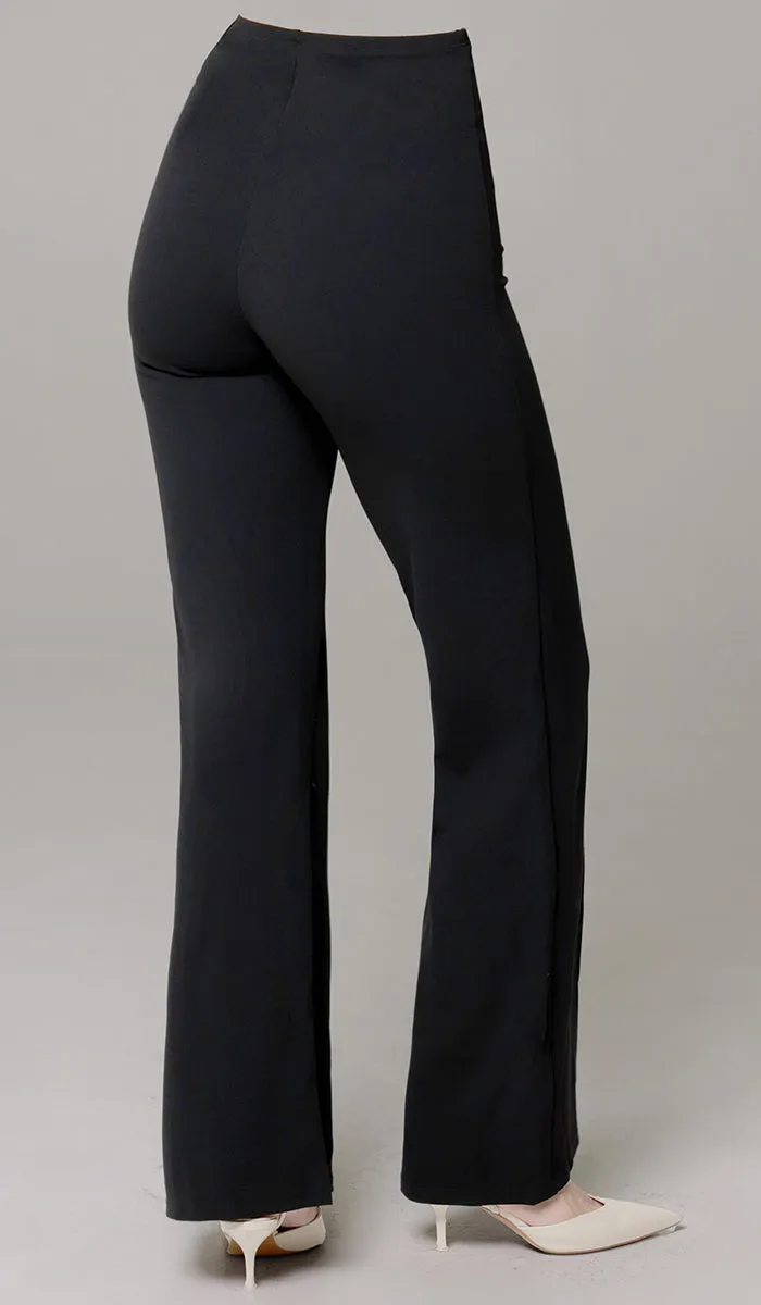 Riva Tailored Stretch Flared Pants - Black