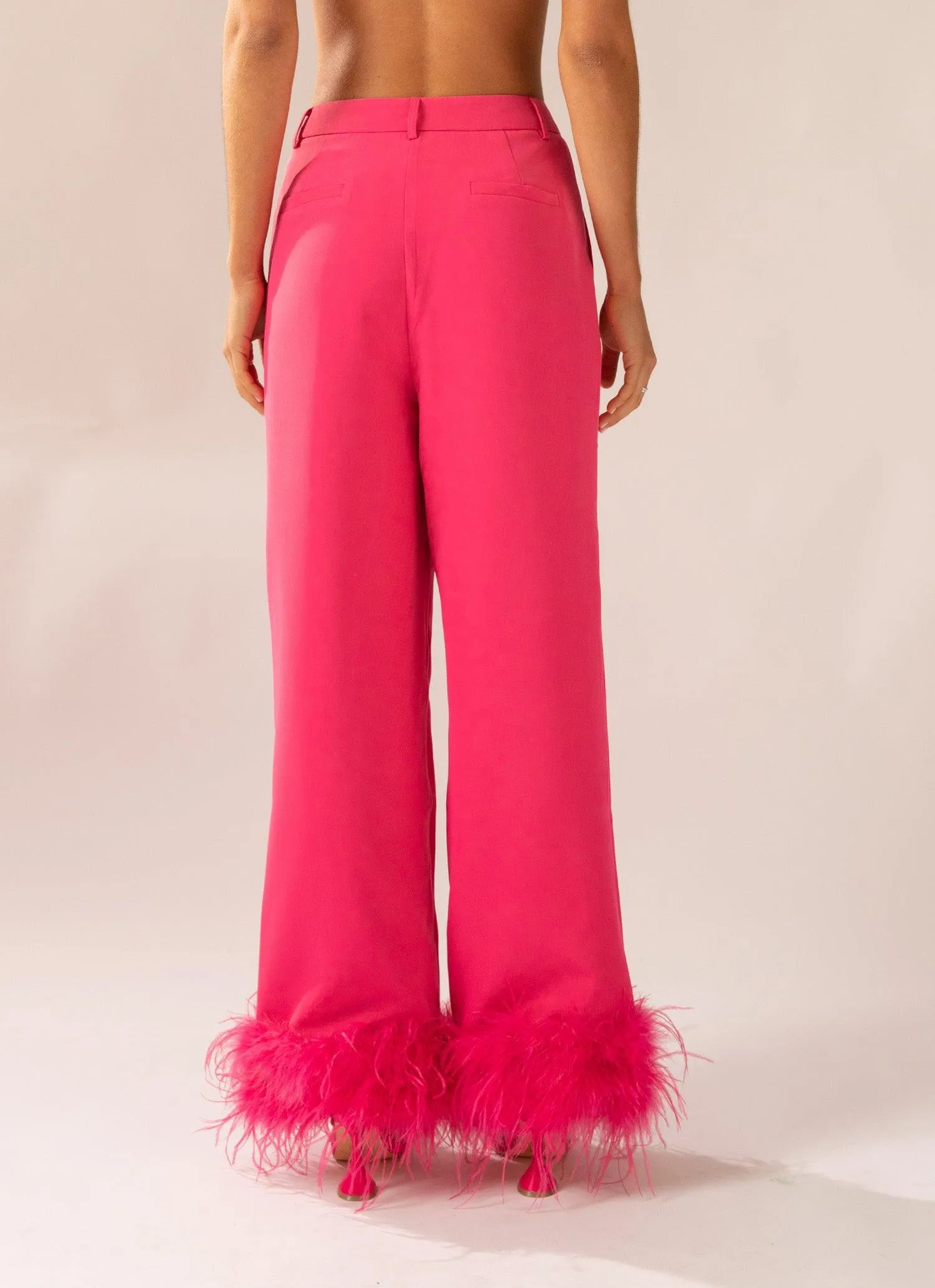 Shake It Off Feather Pants - Magenta